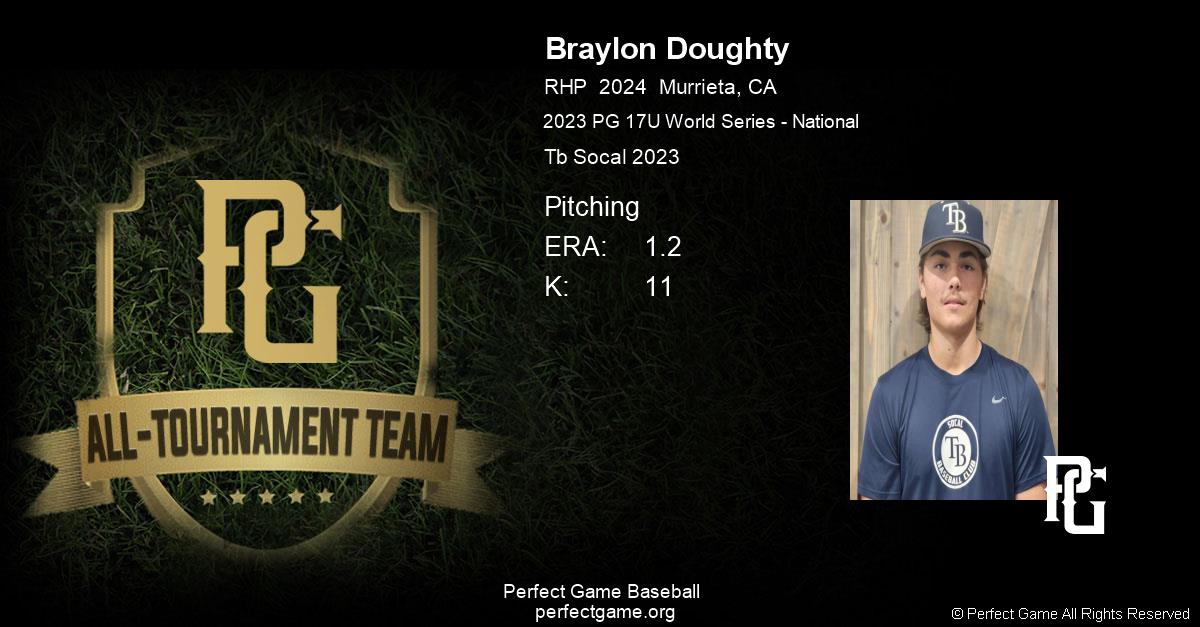 Braylon Doughty All Tournament Team Certificate Pitching Perfect