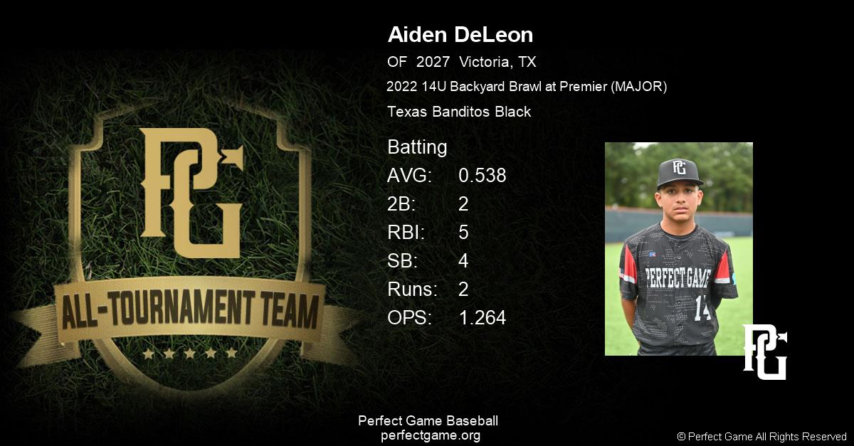 Aiden DeLeon - All Tournament Team Certificate (Batting) | Perfect Game ...